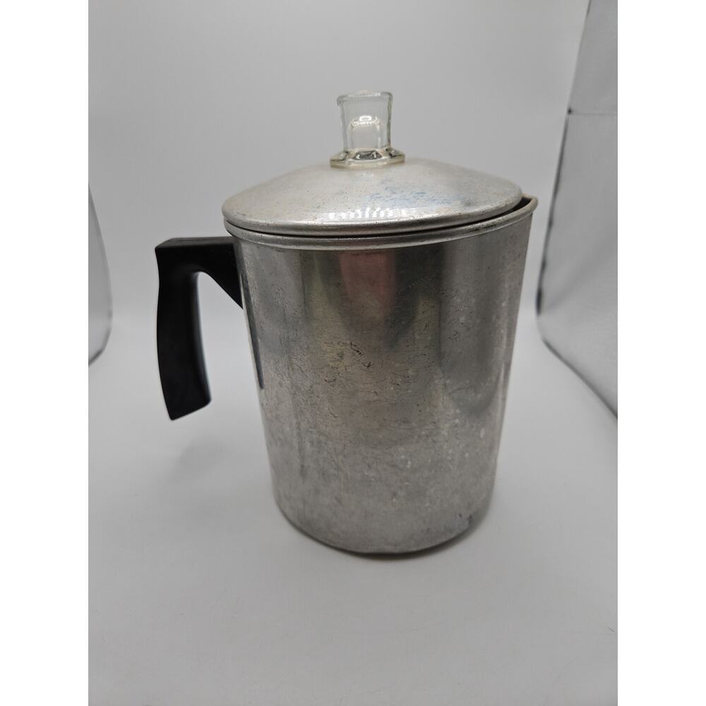 Vintage 9 Cup Aluminum Stove Top / Camping Coffee Perculator ( Glass Knob )